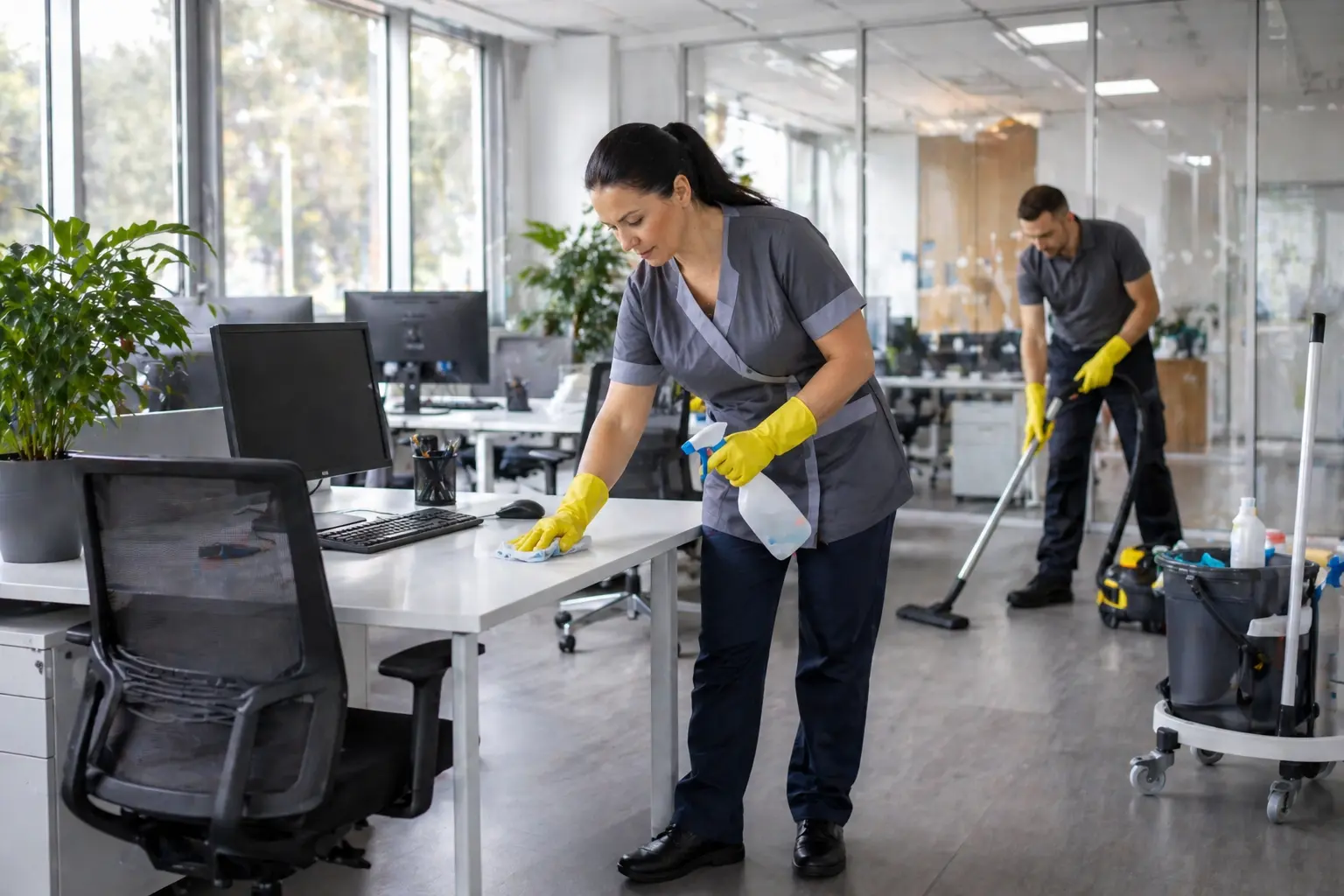 Gebäudereinigung Mülheim an der Ruhr durch professionelle Reinigungskräfte im Büro